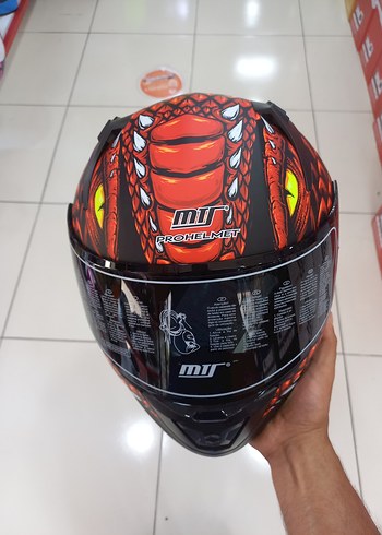 Kırmızı Yılan Desenli Motosiklet Kaskı - Görsel 4