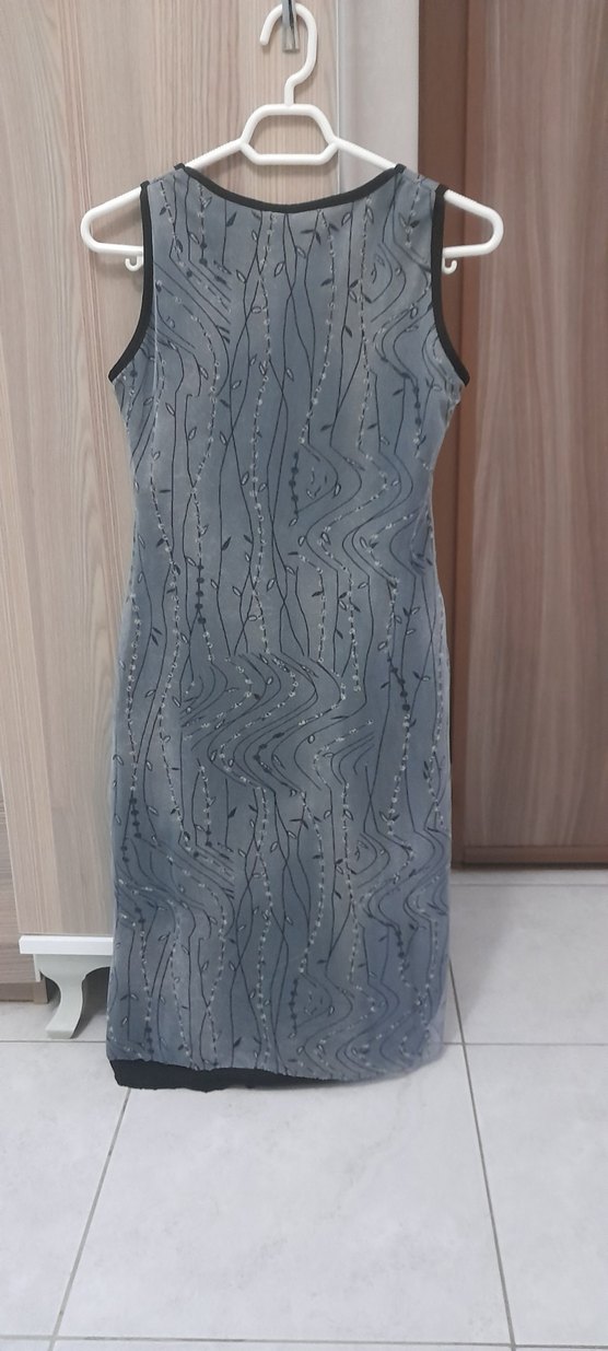 Gri Drapeli Elbise - Görsel 2