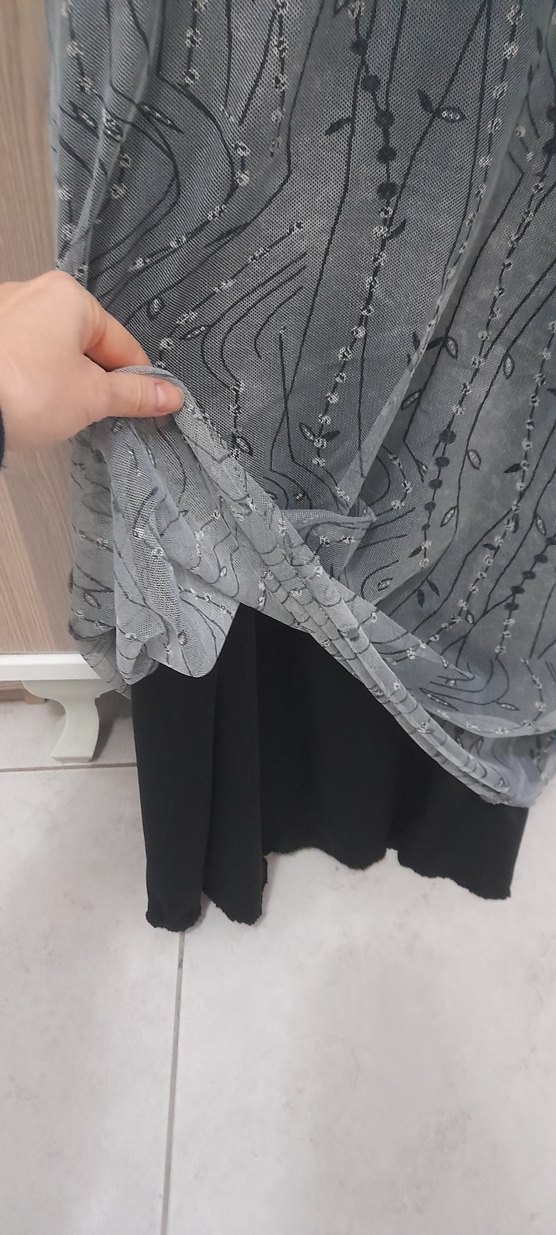 Gri Drapeli Elbise - Görsel 4