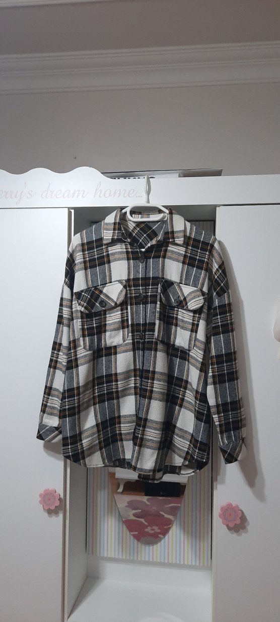 Kadın Gri Pamuklu Uzun Kollu Düğmeli Gömlek - Görsel 3