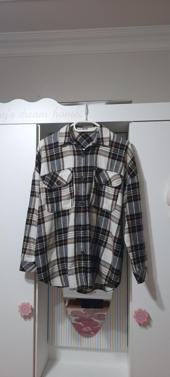 Kadın Gri Pamuklu Uzun Kollu Düğmeli Gömlek - Görsel 2