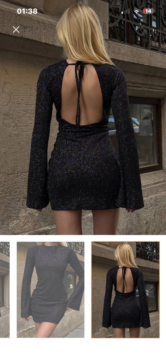 Parlak Siyah Yılan Desenli Mini Elbise - Görsel 3