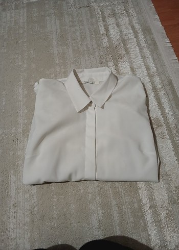 Parlak Beyaz Uzun Kollu Kadın Gömlek - Görsel 9