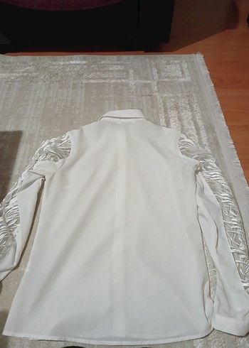 Parlak Beyaz Uzun Kollu Kadın Gömlek - Görsel 7