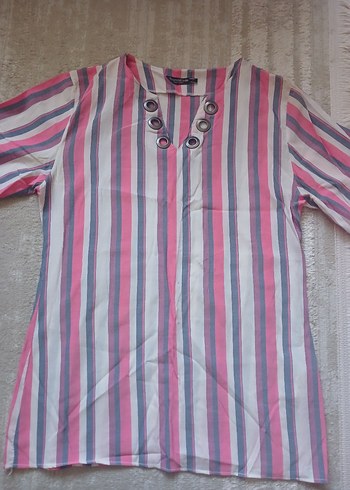 Bohem Tarz Uzun Kollu Çizgili Bluz - Görsel 2