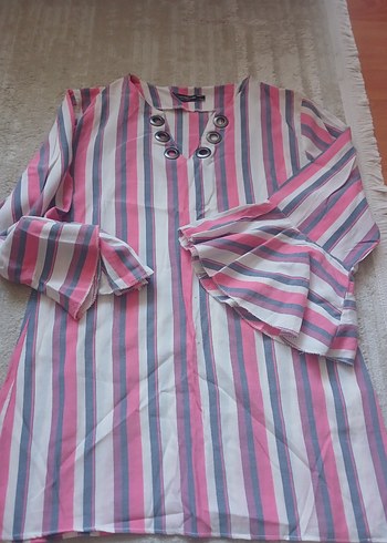 Bohem Tarz Uzun Kollu Çizgili Bluz - Görsel 4