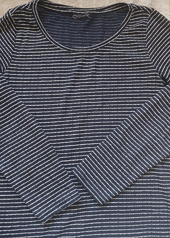 Çizgili Uzun Kollu Gri Kadın Kazak - Görsel 2