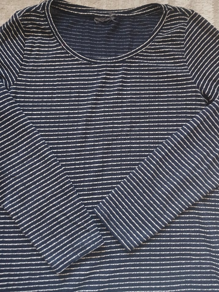 Çizgili Uzun Kollu Gri Kadın Kazak - Görsel 2