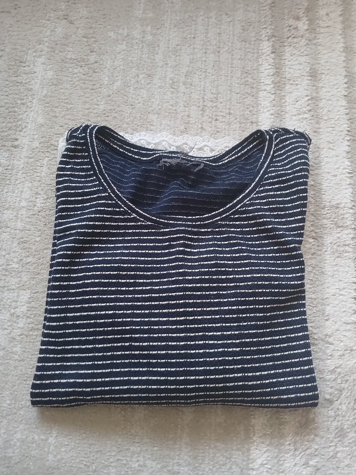 Çizgili Uzun Kollu Gri Kadın Kazak - Görsel 5