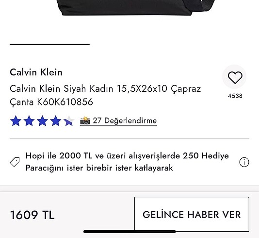  Beden Calvin Klein Çanta
