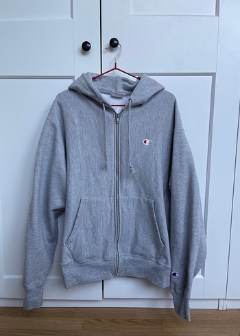 CHAMPION Gri Fermuarlı Erkek Sweatshirt - oversized