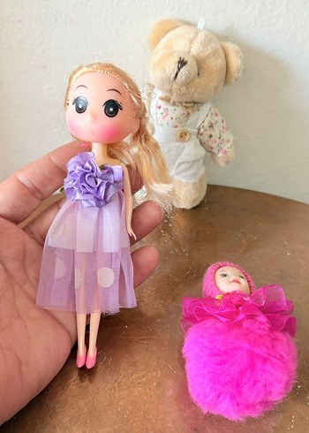 Beden Pastel Renkli 3 Bebek ve Oyuncak Ayı Seti