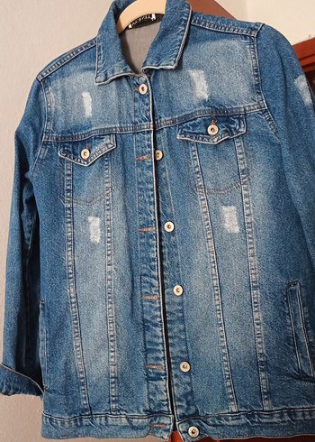 Mavi Düğmeli Kadın Denim kot Ceket