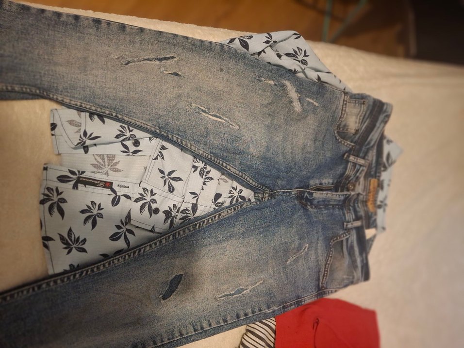 mavi Düğmeli Rahat Kesim erkek Kot Pantolon - Görsel 4