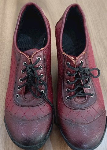 Bordo Kadın Dolgu Topuklu Klasik Ayakkabı 39 - Görsel 2