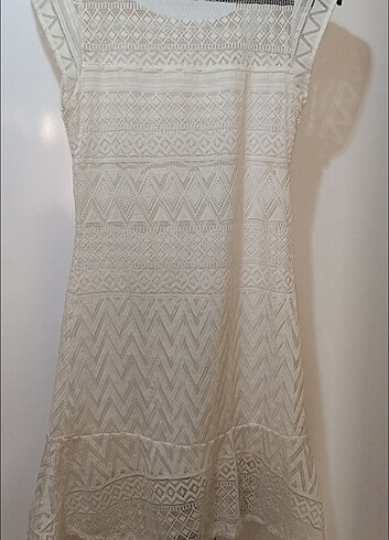 EKRU RENK MOTIVI MARKA YAZLIK ELBİSE S - Görsel 5