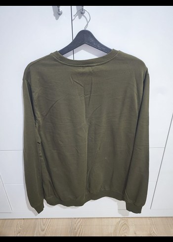 xl Beden Kadın Haki Baskılı Bisiklet Yaka Sweatshirt