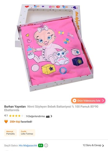 Pembe Baskılı Ninni Söyleyen Bebek Battaniyesi