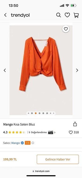 MANGO KISA SATEN BLUZ