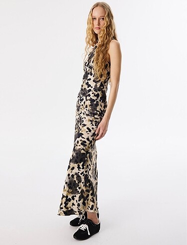 Twist Leoparlı Uzun Elbise