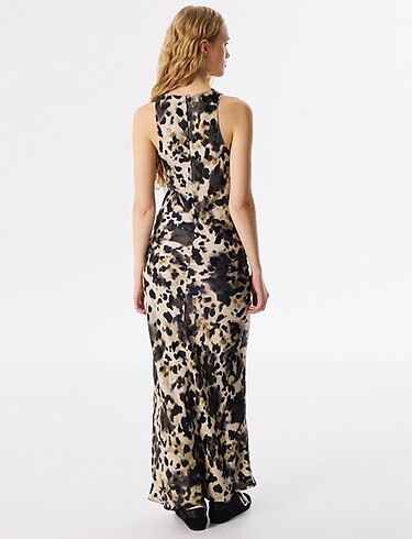 xs Beden Twist Leoparlı Uzun Elbise