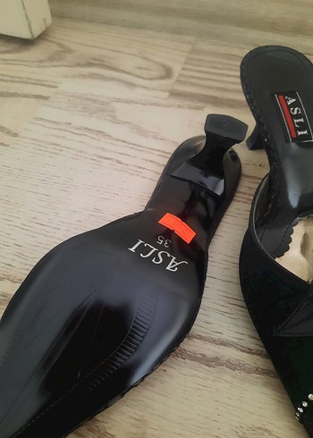 Siyah Yılan Desenli Pilili Stiletto Kadın Ayakkabı - Görsel 5