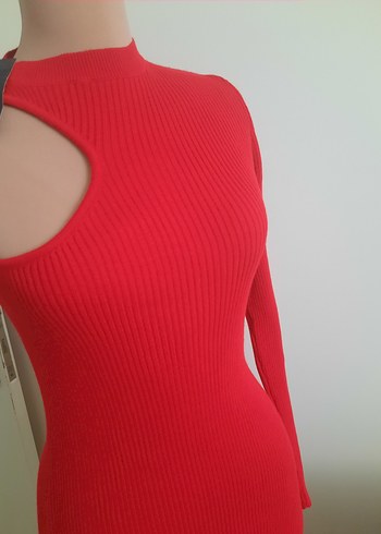 Kırmızı Kadın Triko Bisiklet Yaka Kazak - Görsel 7