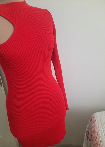 Kırmızı Kadın Triko Bisiklet Yaka Kazak - Görsel 6