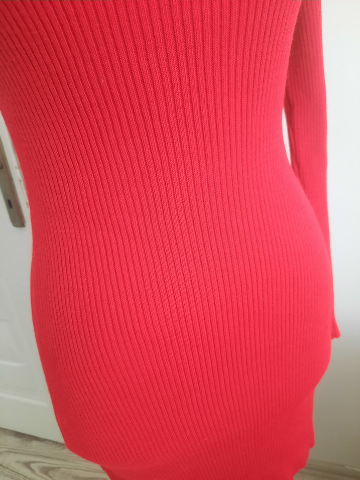 Kırmızı Kadın Triko Bisiklet Yaka Kazak - Görsel 4