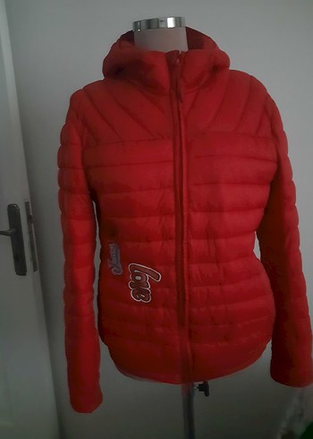 Kırmızı Kadın Kışlık Fermuarlı Mont - Görsel 2