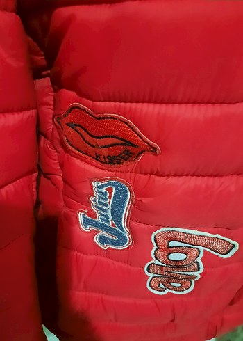 Kırmızı Kadın Kışlık Fermuarlı Mont - Görsel 4