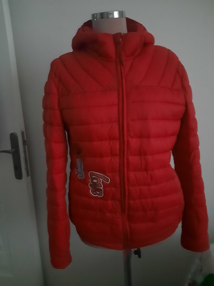 Kırmızı Kadın Kışlık Fermuarlı Mont - Görsel 2