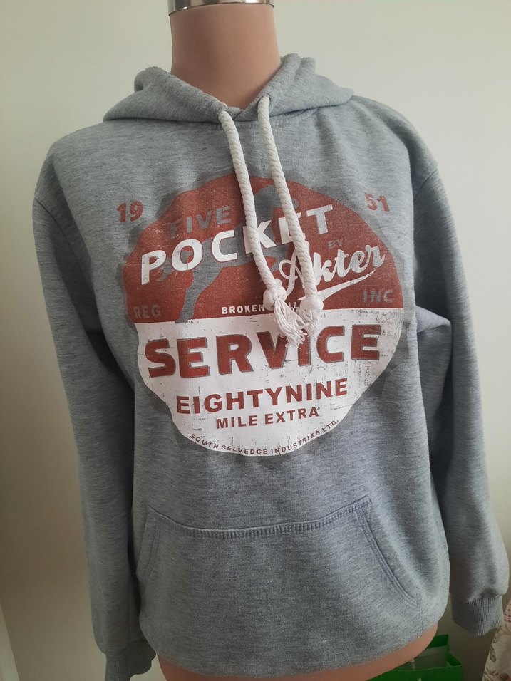 Gri Bağcıklı Kapüşonlu Sweatshirt - Görsel 4