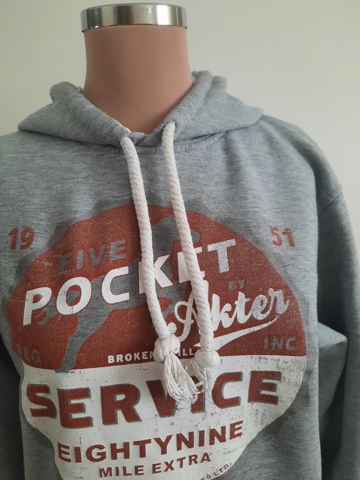 Gri Bağcıklı Kapüşonlu Sweatshirt - Görsel 3