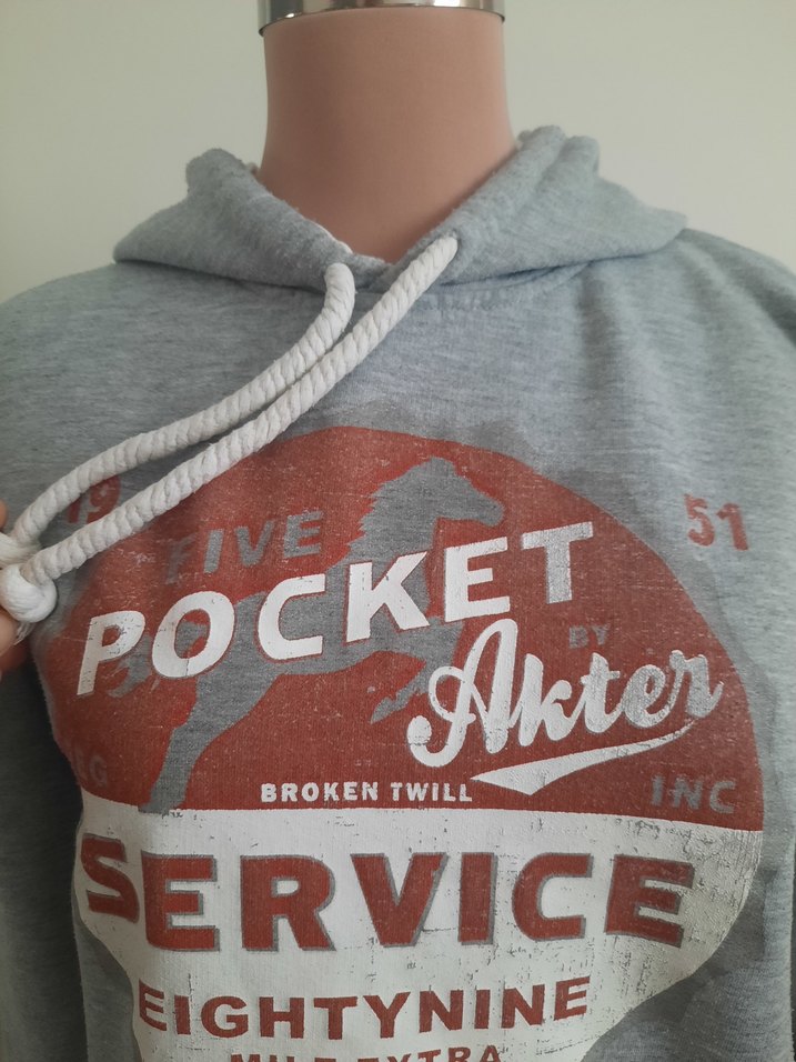 Gri Bağcıklı Kapüşonlu Sweatshirt - Görsel 2