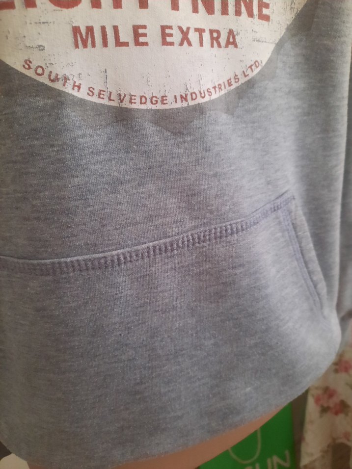 Gri Bağcıklı Kapüşonlu Sweatshirt - Görsel 5