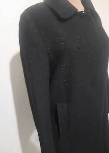 Düğmeli Siyah Uzun Hamile Kabanı - Görsel 3