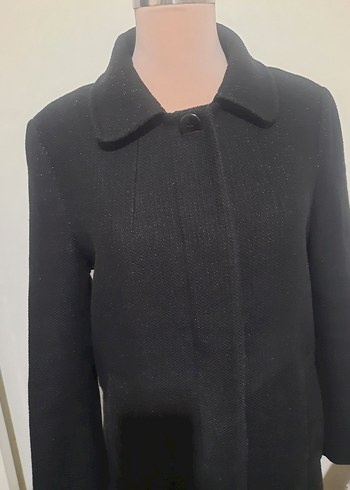 Düğmeli Siyah Uzun Hamile Kabanı - Görsel 5