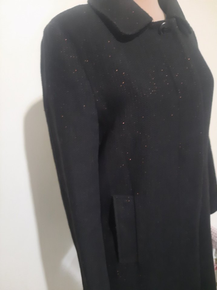 Düğmeli Siyah Uzun Hamile Kabanı - Görsel 3