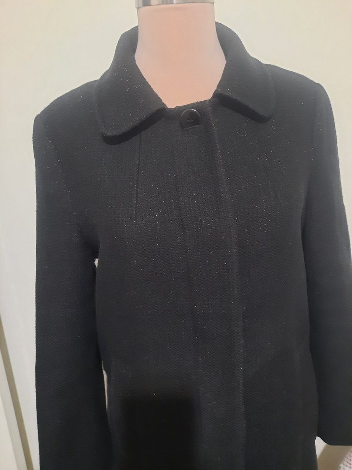 Düğmeli Siyah Uzun Hamile Kabanı - Görsel 5