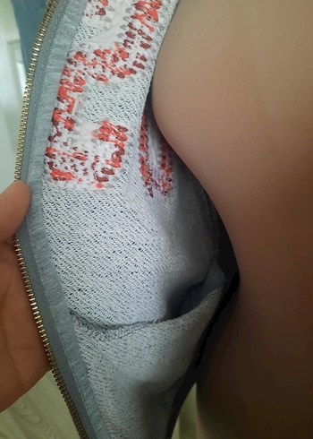 Gri Nakışlı Fermuarlı Kadın Sweatshirt - Görsel 5