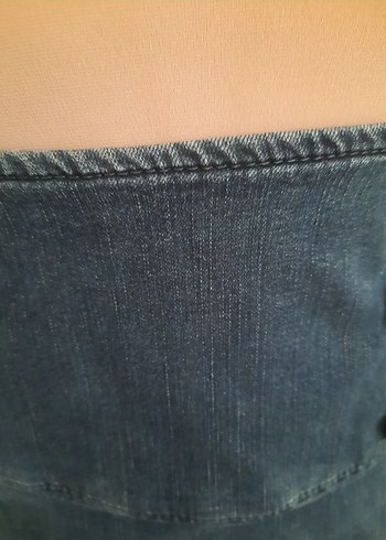 Düğmeli Lacivert Kot Etek - Görsel 2