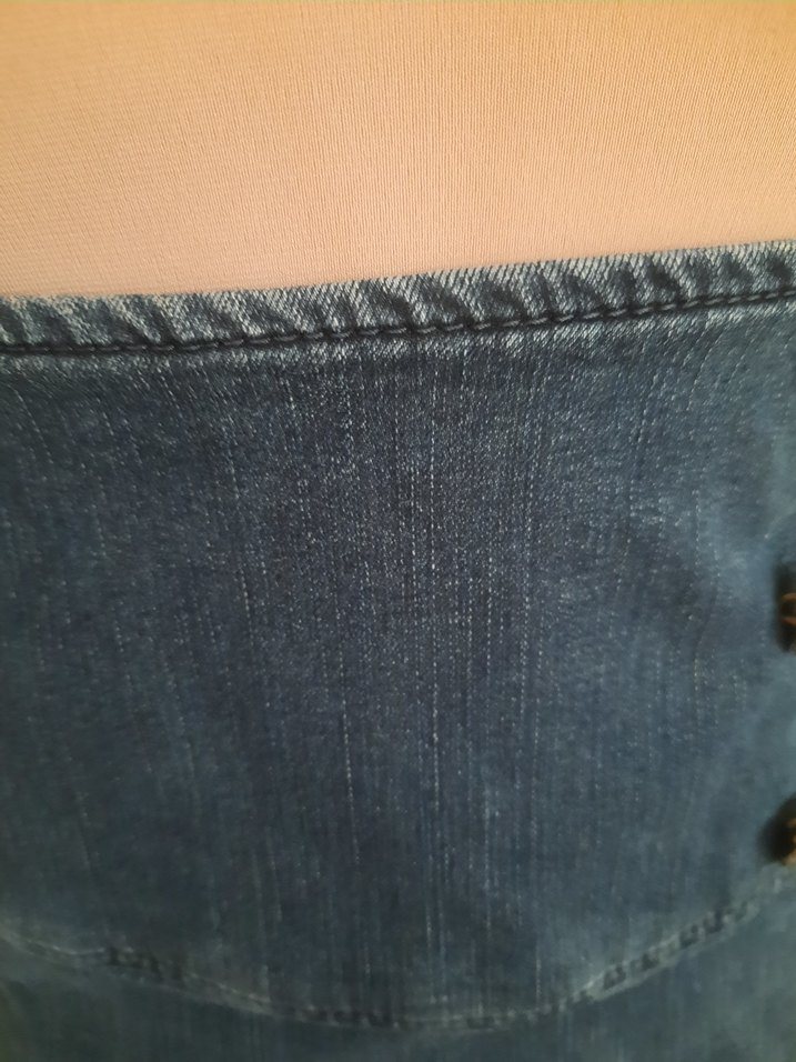 Düğmeli Lacivert Kot Etek - Görsel 2