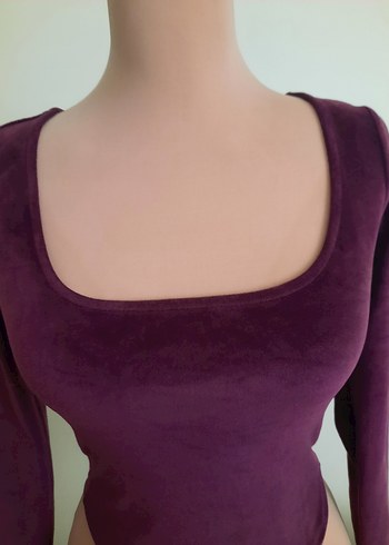 Bordo Kadın Süet Uzun Kollu Bluz - Görsel 3