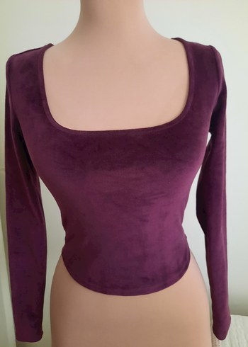 Bordo Kadın Süet Uzun Kollu Bluz - Görsel 5