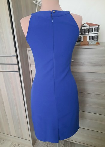 Mavi Pilili Strappy Kadın Abiye Elbise - Görsel 4