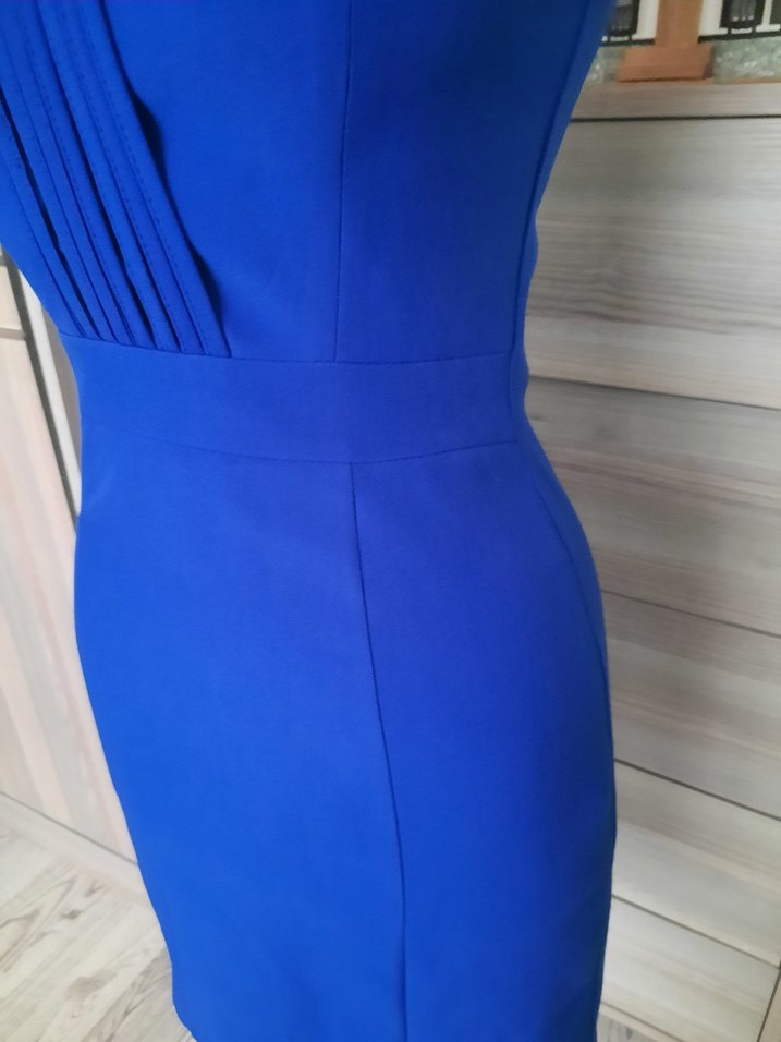 Mavi Pilili Strappy Kadın Abiye Elbise - Görsel 2