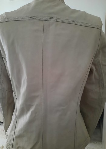 Bej Deri Kadın mont Fermuarlı - Görsel 9