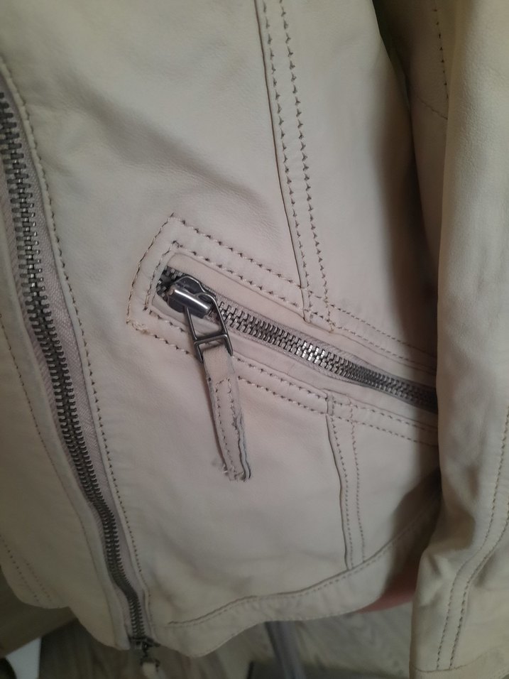 Bej Deri Kadın mont Fermuarlı - Görsel 2