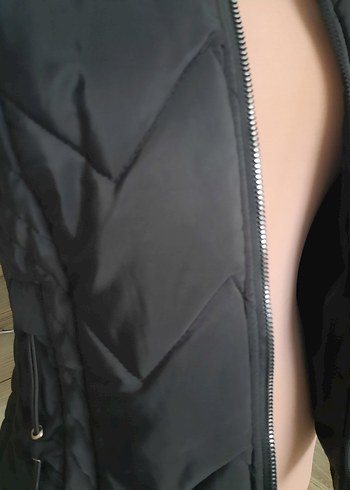 Kürklü Kapüşonlu Siyah Kadın Yelek - Görsel 7